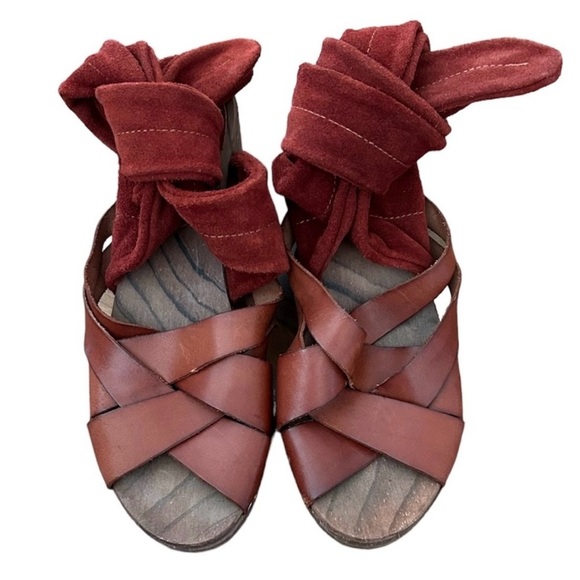Free People | Women’s rust Emmy suede leather criss cross bridge strap clogs sz7 - Picture 5 of 16